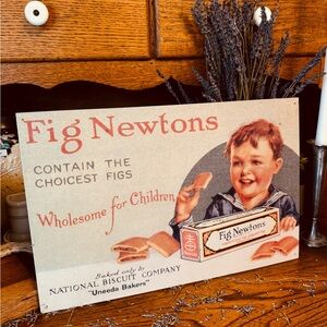 VTG 90’s Fig Newtons National Biscuit Co Metal Sign BristolWare Nabisco